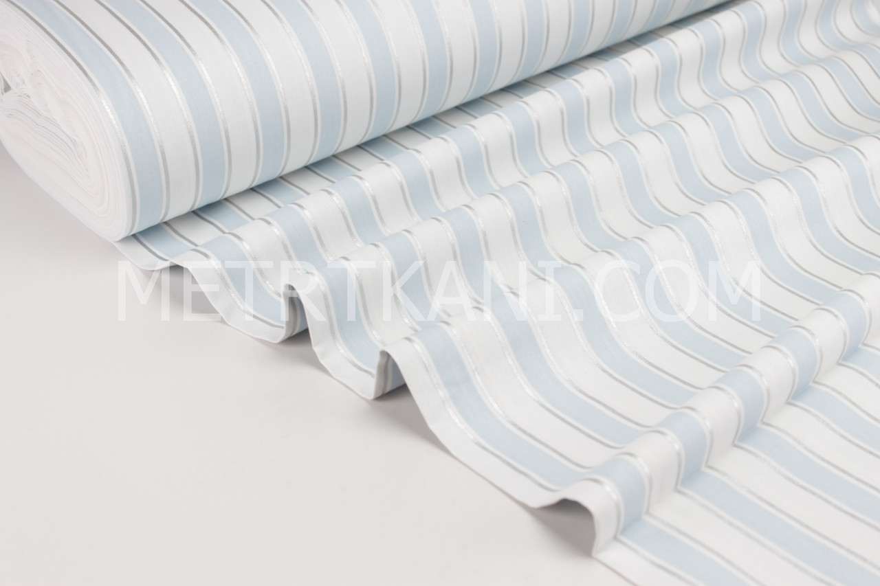 Тканина для постільної білизни ранфорс смужка блакитна зі сріблом Туреччина 240 см No WH-2954-4, фото 1