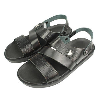 Чоловічі шкіряні босоніжки Lemar 1505 чорного кольору