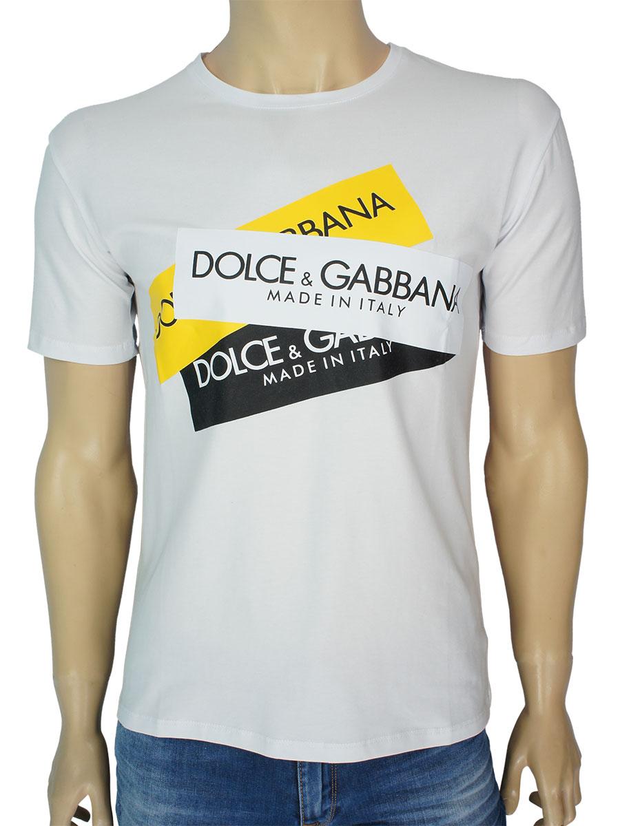 Біла стильна футболка для чоловіків D&G2019 White, фото 1