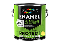 Эмаль антикоррозионная Kompozit Protect 3 в 1 желтый 0.75кг