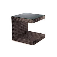 Стіл журнальний Гранд З каркас алюміній, віск.ротанг L12, А01, стільниця тон. скло, 60х60х60 см (Pradex ТМ)