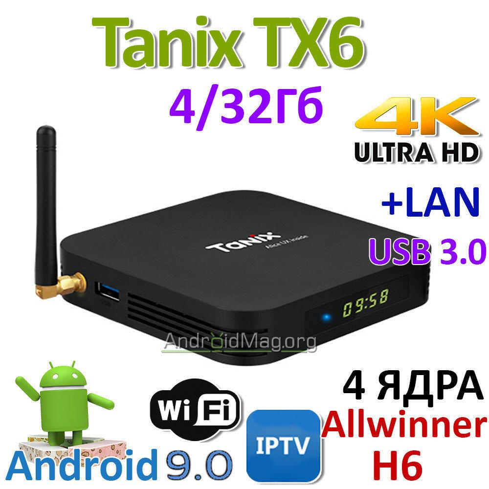 Тв приставка Tanix TX6 4Gb+32Gb (андроїд тв, смарт тв, TV BOX, медіаплеєр) X96, W95