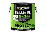 Эмаль антикоррозионная Kompozit Protect 3 в 1 зеленый 0.75кг