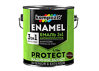 Эмаль антикоррозионная Kompozit Protect 3 в 1 коричневый 0.75кг