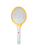 Электромухобойка с фонариком Оранжевая, электрическая мухобойка от комаров, мух | мухобійка (NS)