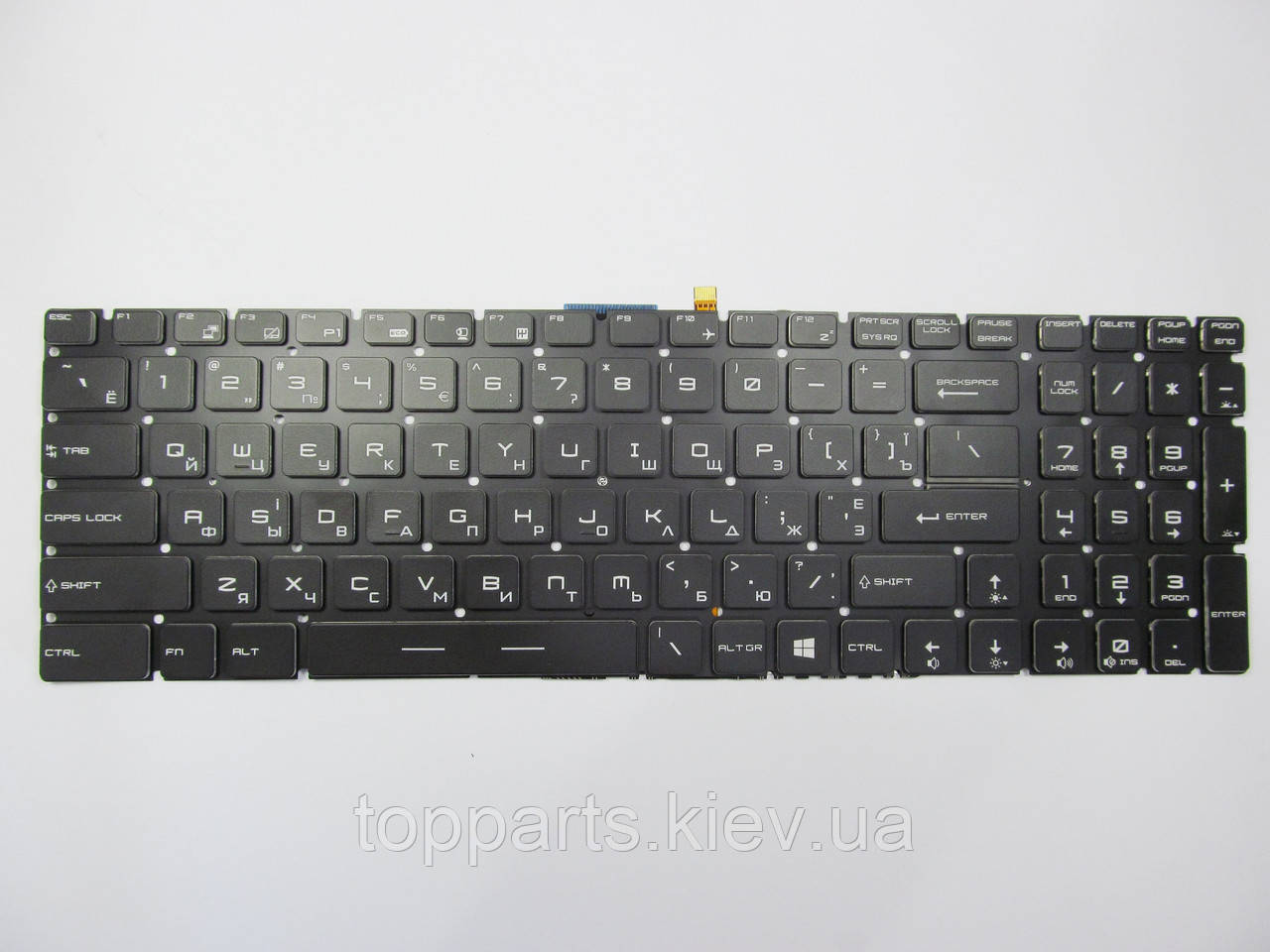 Клавіатура для ноутбука MSI GL72 чорна без рамки, з різнокольоровою підсвіткою UA/RU/US