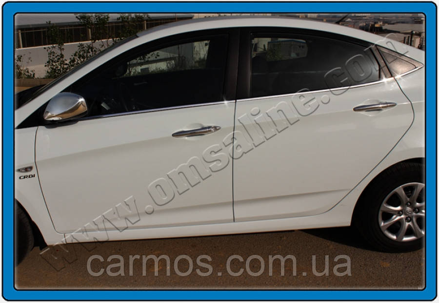 Хром молдинг скла (оконтовка вікна) Hyundai accent/solaris 4 (хендай акцент 4), неірж 6 шт.)