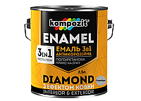 Эмаль антикоррозионная Kompozit Diamond 3 в 1 серебристый 2.5л