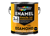 Эмаль антикоррозионная Kompozit Diamond 3 в 1 черный 0.65л