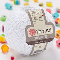 Пряжа YarnArt Summer 03 білий (Ярнарт Саммер) 70% бавовна, 30% віскоза