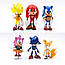 Набір Іграшки-фігурки Їжачок Соник Super Sonic і його друзі в коробці, 6 шт, фото 2