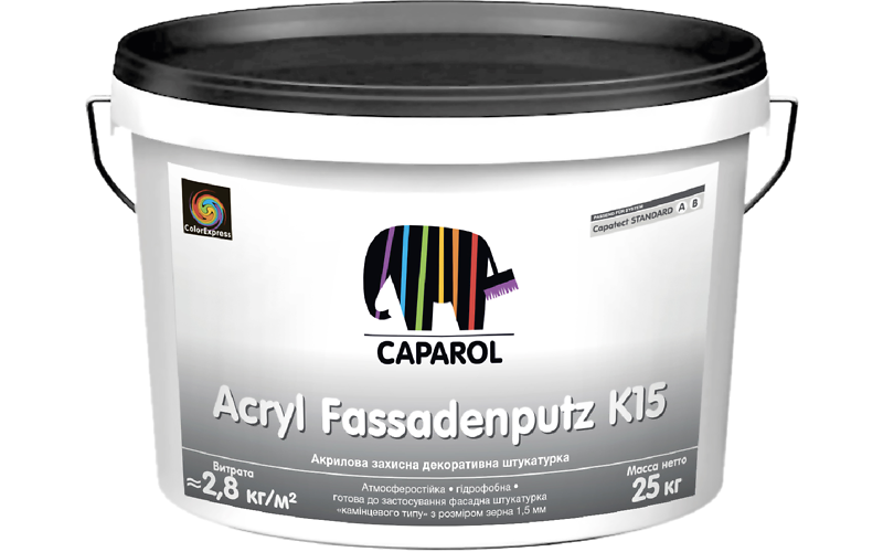 Акрилова декоративна штукатурка Capatect Standard Acryl Fassadenputz K15, B1, 25 кг
