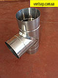 Трійник 90*нерж 0,5/0,5 мм,діаметр 100/200 мм. димар з теплоізоляцією, фото 3