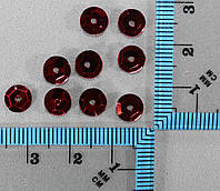 Пайетки круглые. Цвет - красный (тиснение), Ø - 6 мм, уп/20 грамм. №64