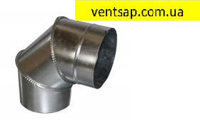 Коліно (відведення) 90* діаметр 100 мм, нержавіюча сталь 0,8 мм, димар