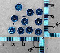 Пайетки круглые. Цвет - голубой (тиснение), Ø - 6 мм, уп/20 грамм. №66