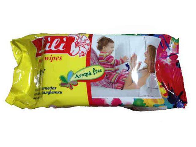 Волога серветка 100 шт. Lili "Без запаху" (1 пач), фото 1