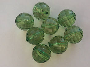 Бусини акрил "Велика куля" прозорий світло-зелений 30 мм