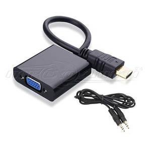 Конвертер HDMI to VGA + 3.5 Audio, чорний, фото 1