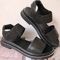 Літні чорні стильні жіночі босоніжки Lion натуральна шкіра 36 розм