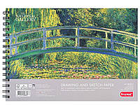 Альбом для рисунку та скечінку THE WATER-LILY POND, Клод Моне А4, 160г/м2,40л, 100% целюлоза, дрібне зерно