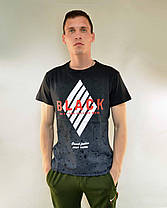 Футболка чоловіча з коротким рукавом і принтом Black від M до 2XL, фото 5