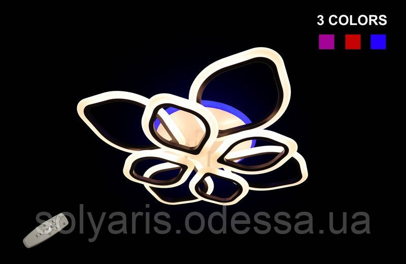 Стельова LED-люстра з димером і підсвіткою, 110 W 5576/4+4 color (чорна,біла)