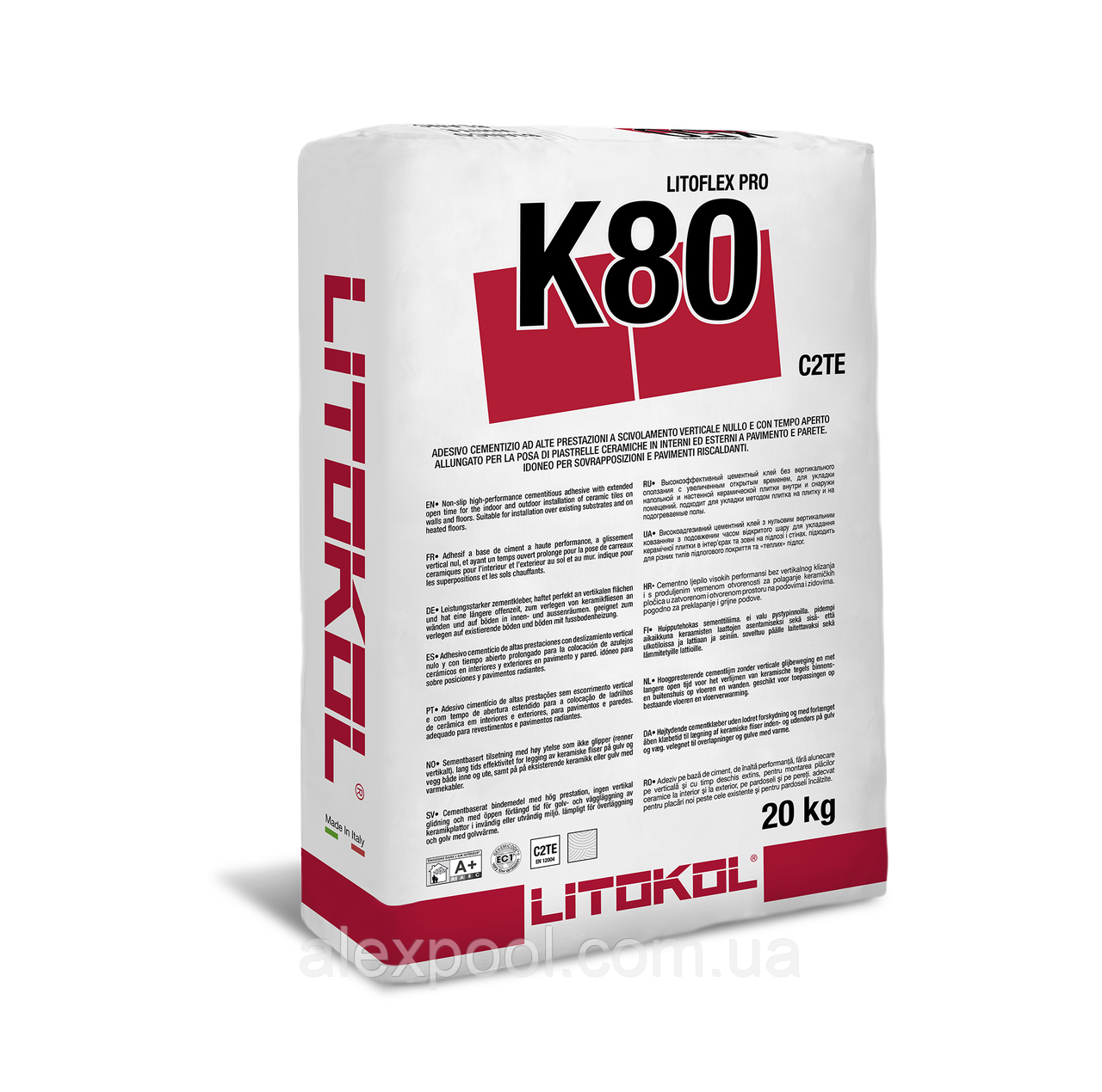  LITOFLEX PRO K80 (серый) 20 кг - Эластичный цементный клей для .