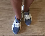 Стильні жіночі кросівки Malibu натуральна шкіра з замшею небесний колір 36 40, фото 3