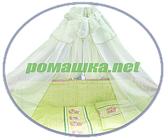 Балдахін з вуалі з бантом в дитячу ліжечко, 450х150 см ТМ Ромашка Зелений