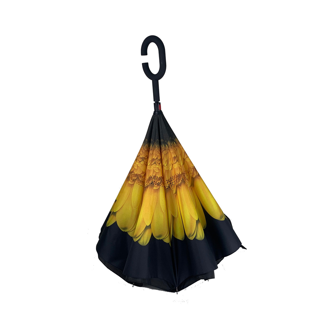 Жіноча парасоля напівавтомат / антипарасоля зворотнього складання Smart Exclusive з жовтим квіткою, 88-1