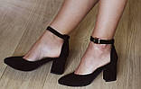 Комфортні туфлі Limoda з натуральної замші босоніжки на підборах 6 см чорні, фото 9