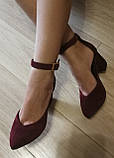 Комфортні туфлі Limoda з натуральної шкіри босоніжки на підборах 6 см дуже гарні кольори марсала, фото 10