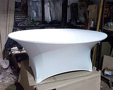 Стрейч Чохол на Стіл Ø180 Білий з тканини Спандекс із Щільним верхом, фото 4