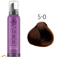 Тонувальний мус для волосся Schwarzkopf Professional Igora Expert Mousse 100 мл 5-0 Світлий коричневий натуральний