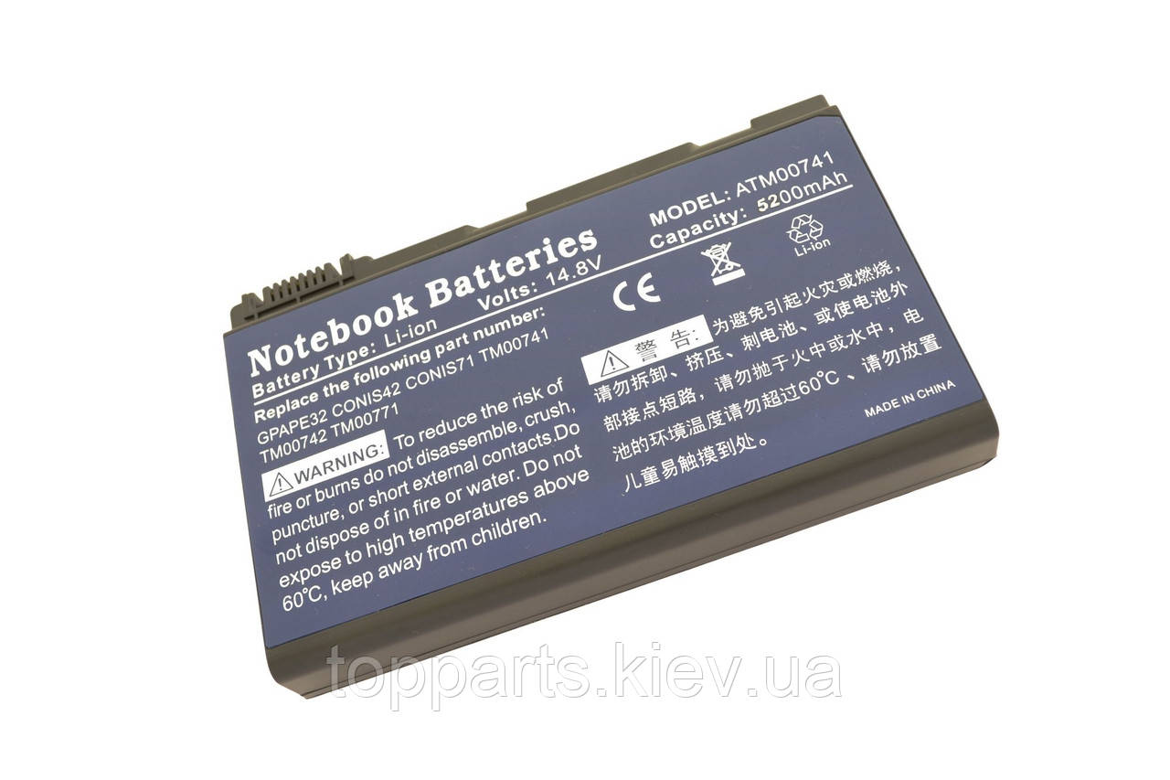 Батарея для ноутбука Acer TM00741, 5200mAh, 8cell, 14.8V, Li-ion, чорна,