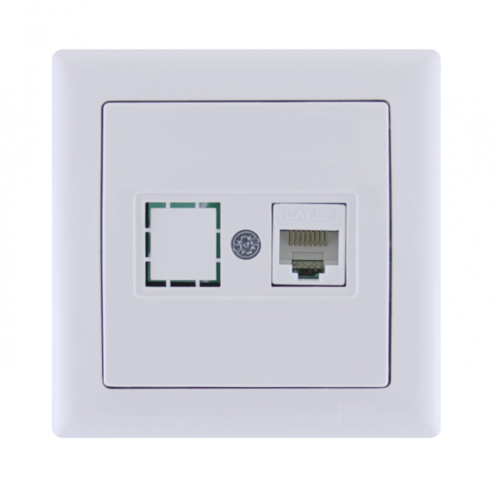 Розетка комп'ютерна RJ45 (Cat5e) серія BOLERO (білий) IEK РК01-00-0-ББ, фото 1