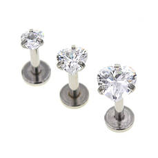 Лабрет з каменем "Серце" (хір. сталь)