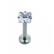 Лабрет з квадратним каменем (хір. сталь)