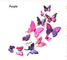 Фиолетовые двойные бабочки на магните - 12шт.