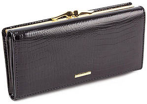 Чорний лаковий гаманець із зовнішньою монетницею Marco Coverna