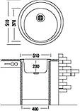 Гранітна мийка Adamant SUN 03 Black 510 чорна, фото 4