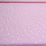 Сатин зі світло-рожевими сердечками на рожевому тлі, ширина 160 см, фото 2
