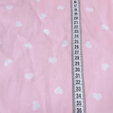 Сатин зі світло-рожевими сердечками на рожевому тлі, ширина 160 см, фото 3