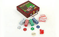 Набор для покера 100 фишек в деревянном кейсе Poker Game Set 6641