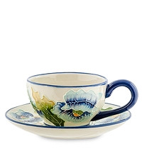 Порцелянова чайна пара "Блакитні маки" (Pavone) BS-243, фото 1