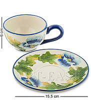 Порцелянова чайна пара "Блакитні маки" (Pavone) BS-243, фото 3