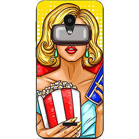 Чохол з картинкою силіконовий для Meizu C9 Дівчина з попкорном