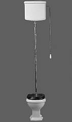 Унітаз з високим бачком на трубі та дерев'яною кришкою хром Simas Arcade AR811