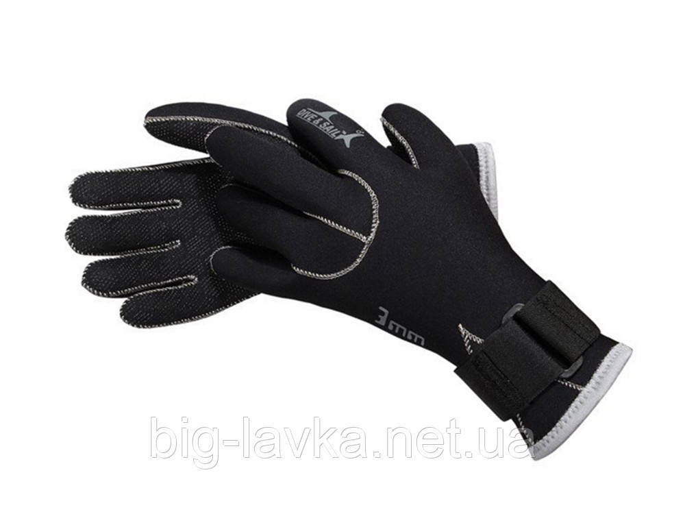 Неопренові рукавички для дайвінгу та підводного полювання 3 мм Розмір S Чорний, фото 1